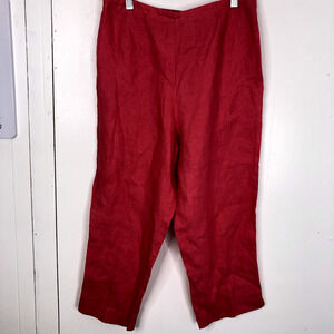 Vintage Robert Krugman Linen Pants Straight Cropped Sustainable Pink Womens M